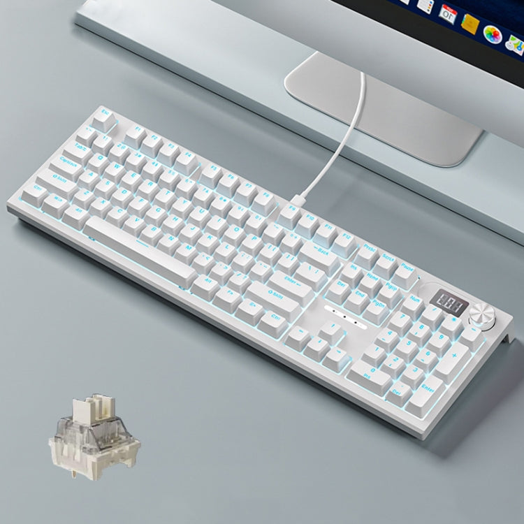 LANGTU LT104 Mechanical Keyboard Backlight Display Flexible DIY Keyboard, Style: Wired Single Mode Silver Axis (White)
