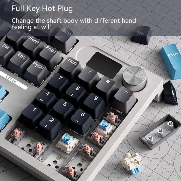 LANGTU LT104 Mechanical Keyboard Backlight Display Flexible DIY Keyboard, Style: Wired Single Mode Gold Axis (White)