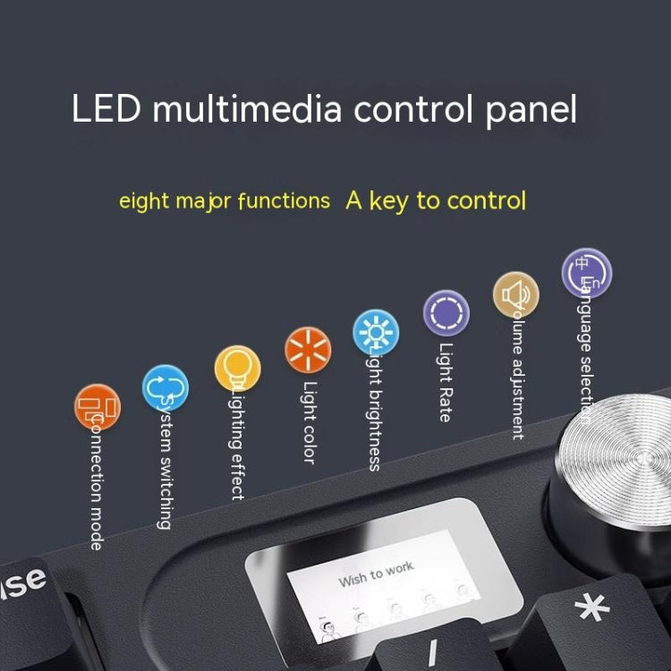 LANGTU LT104 Mechanical Keyboard Backlight Display Flexible DIY Keyboard, Style: Wired Single Mode Silver Axis (White)