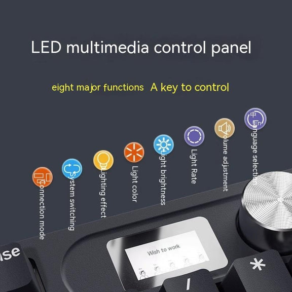 LANGTU LT104 Mechanical Keyboard Backlight Display Flexible DIY Keyboard, Style: Wired Single Mode Silver Axis (White)