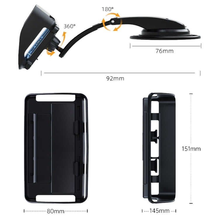 Car Suction Cup Dashboard Mobile Phone Holder with Sun Visor Folding Rotating Car Mount, Style: Hose Model
