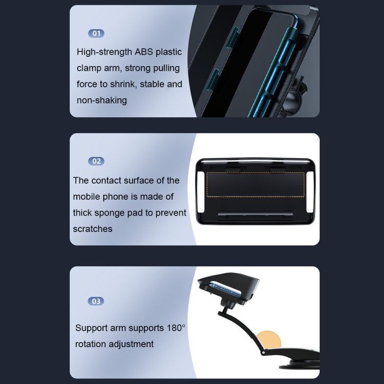 Car Suction Cup Dashboard Mobile Phone Holder with Sun Visor Folding Rotating Car Mount, Style: Hose Model