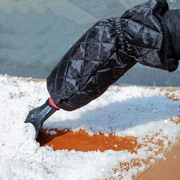 Vehicle Mounted Snow Shovel De-Icer Cleaning Tool, Color: Black+Gloves