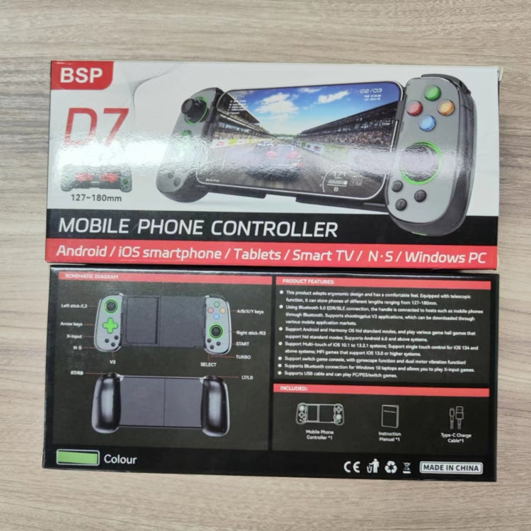 D7 BT5.0 Retractable Gamepad With Light For PC / Android / IPhone /Win7 10 11/Mac OS/Switch(White)