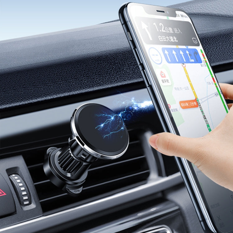 Aluminum Alloy Rotatable Magnetic Car Air Outlet Mobile Phone Holder(Black)