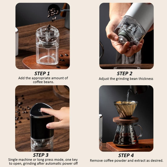 Coffee Electric Grinder Magnetic Snap-on Stainless Steel Blades Kitchen Gadgets(White)