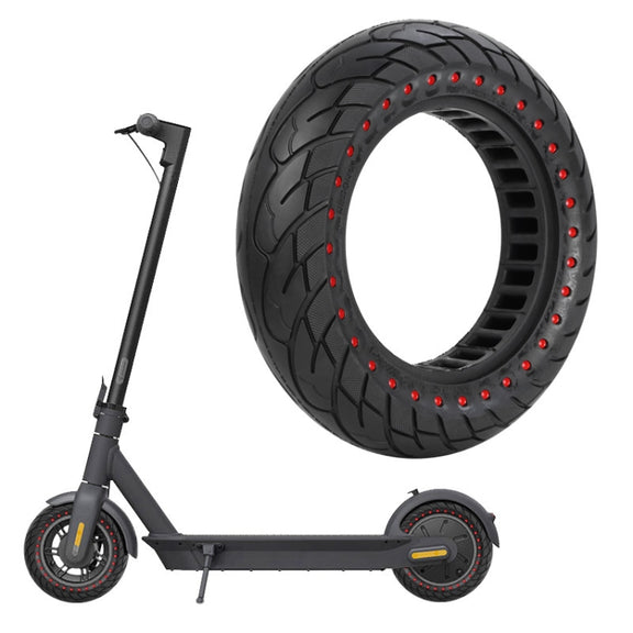 For Ninebot MAX G30 Electric Scooter 10x2.5 Inflatable Honeycomb Solid Run-flat Tire(44mm Slot Red)