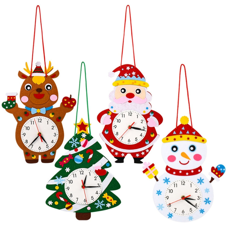 Cartoon Clock Children DIY Handmade Teaching Aids Christmas Decoration(Random Christmas Style)