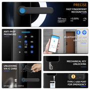 C91 Tuya Smart WiFi Password Fingerprint Electronic Door Lock(Black)