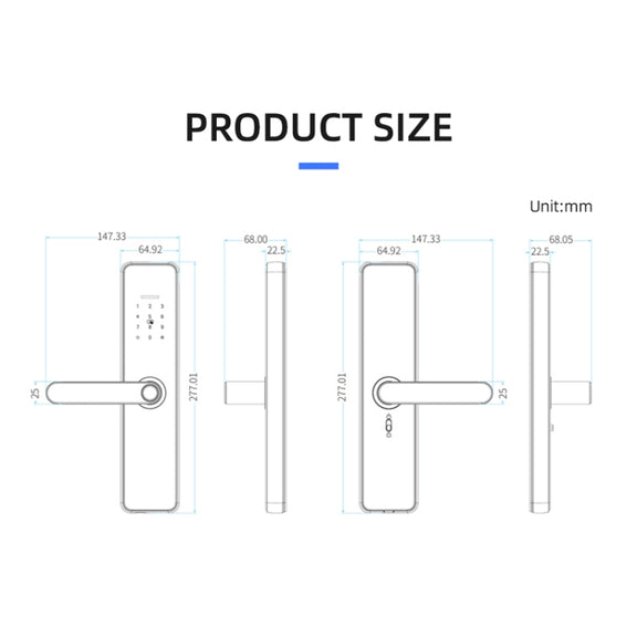 C91 Tuya Smart WiFi Password Fingerprint Electronic Door Lock(Black)