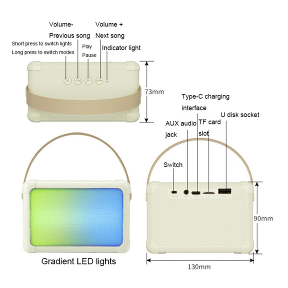 Portable RGB Lighting Effect Bluetooth Speaker Home Mini Karaoke Audio, Style: Single Microphone+Speaker(Pink)