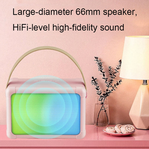 Portable RGB Lighting Effect Bluetooth Speaker Home Mini Karaoke Audio, Style: Single Microphone+Speaker(Pink)