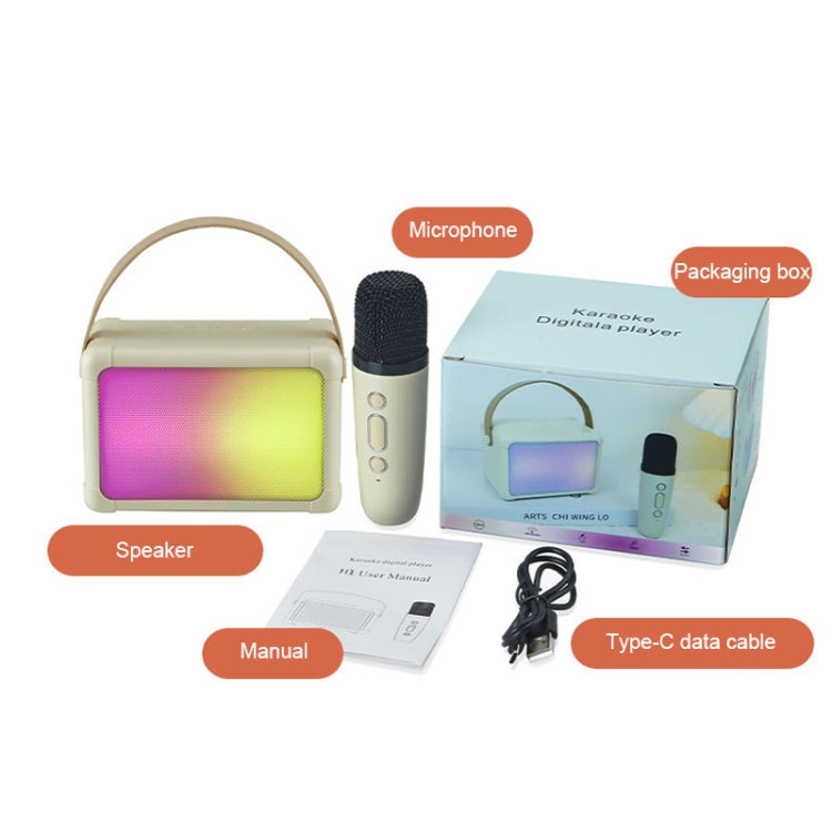 Portable RGB Lighting Effect Bluetooth Speaker Home Mini Karaoke Audio, Style: Speaker(Beige)