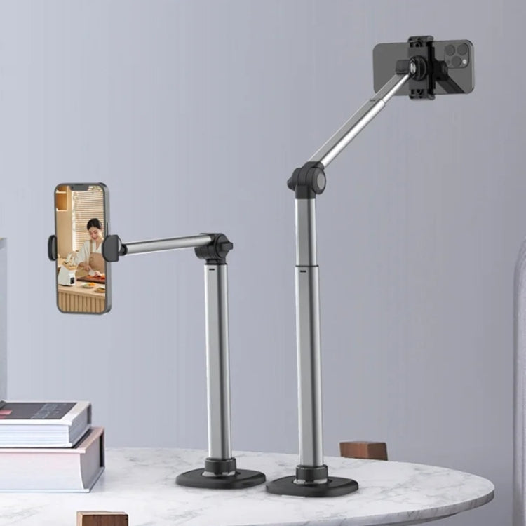 Mobile Live Piercing Bracket Aluminum Alloy 360 Degree Rotation Telescopic Adjustment Bedside Desktop Live Bracket(Gray)