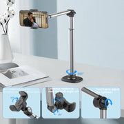 Mobile Live Piercing Bracket Aluminum Alloy 360 Degree Rotation Telescopic Adjustment Bedside Desktop Live Bracket(Gray)