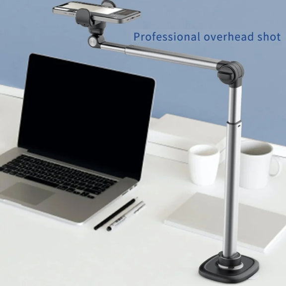 Mobile Live Piercing Bracket Aluminum Alloy 360 Degree Rotation Telescopic Adjustment Bedside Desktop Live Bracket(Gray)