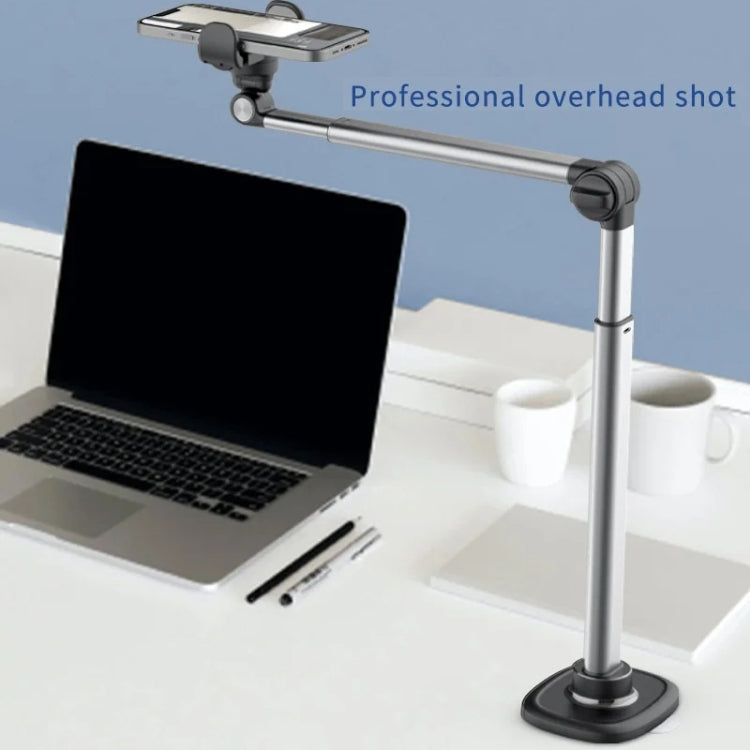 Mobile Live Piercing Bracket Aluminum Alloy 360 Degree Rotation Telescopic Adjustment Bedside Desktop Live Bracket(Gray)