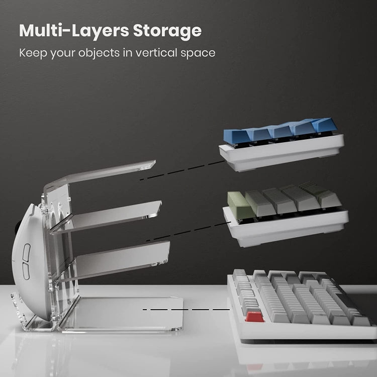 Transparent 3-Layer Acrylic Keyboard Stand Increased Tilt Computer Keyboard Tray(Transparent)