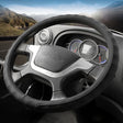 42cm Leather Truck Steering Wheel Cover(Black) - Steering Wheel Accessories by PMC TechLife | Online Shopping South Africa | PMC TechLife | Buy Now Pay Later Mobicred