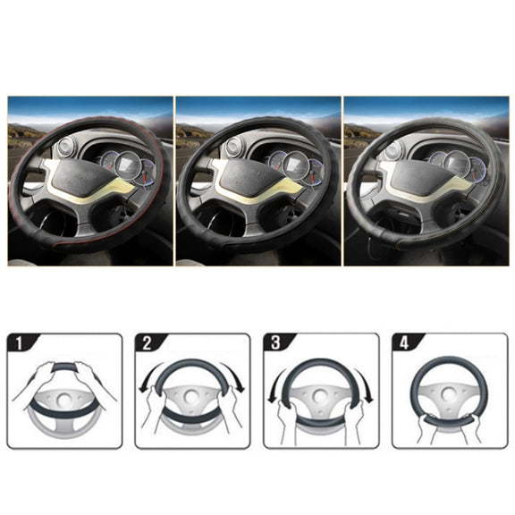 50cm Leather Truck Steering Wheel Cover(Black)