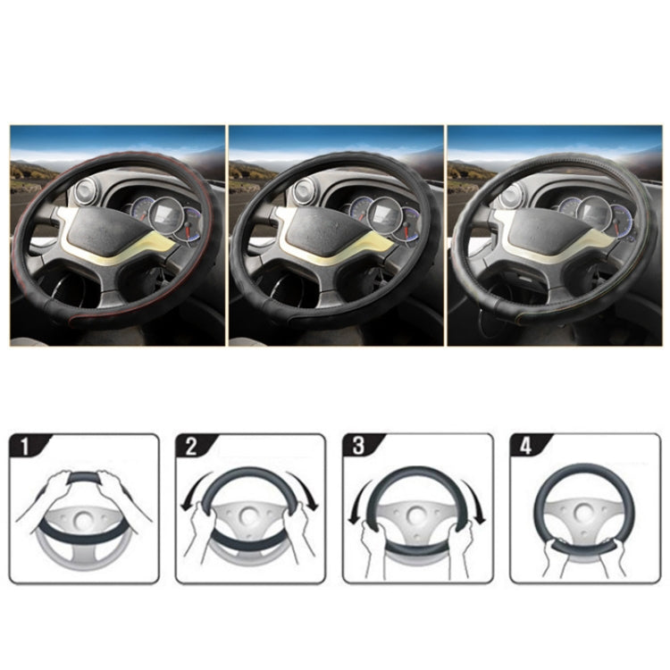 50cm Leather Truck Steering Wheel Cover(Black)