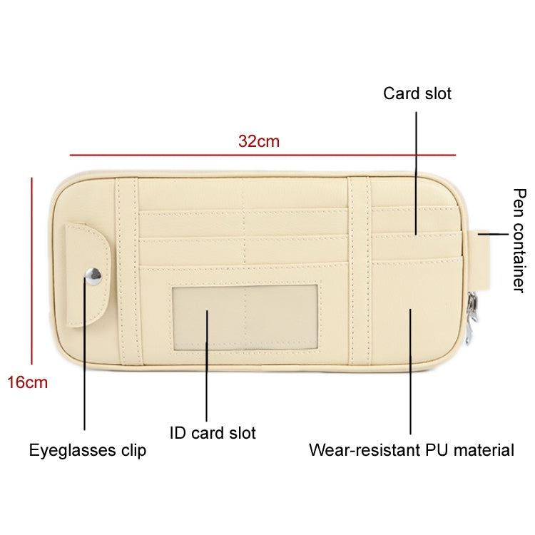 Car Driver License Storage Bag Sun Visor Sunglasses Card Holder, Color: Beige