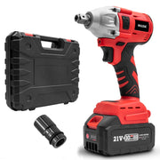 HILDA Motorized Wrenches Lithium Repair Parts With 22mm Socket, US Plug, Model: Red With 1 Battery+1 Charger(3000mAh)