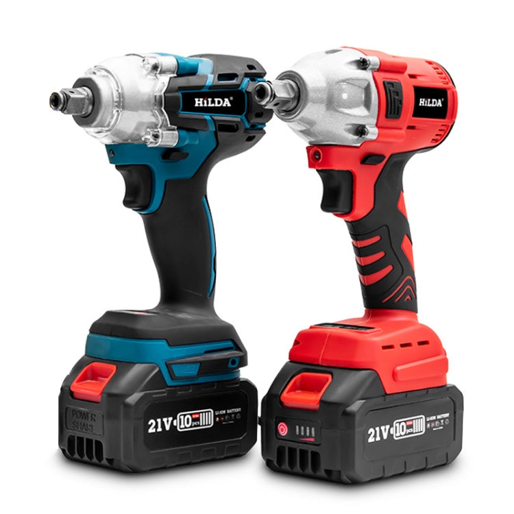 HILDA Motorized Wrenches Lithium Repair Parts With 22mm Socket, US Plug, Model: Blue With 2 Battery+1 Charger(3000mAh)