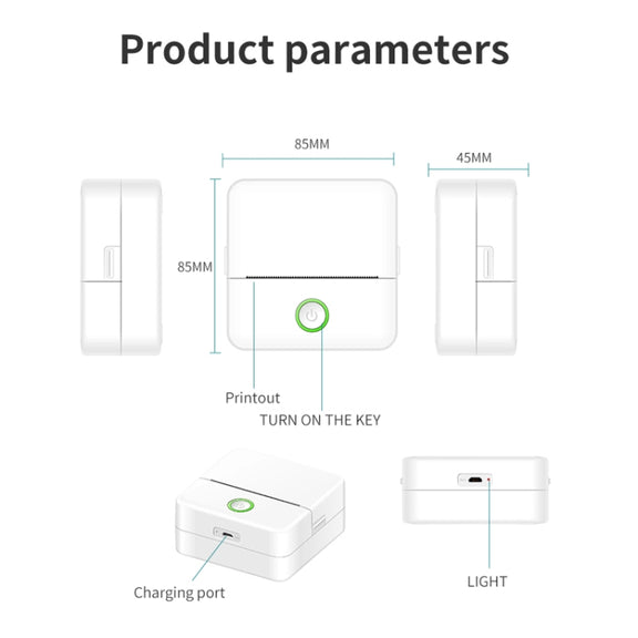 X6 200DPI Student Homework Printer Bluetooth Inkless Pocket Printer Pink 5 Printer Paper+5 Stickers
