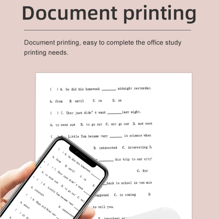 X6 200DPI Student Homework Printer Bluetooth Inkless Pocket Printer Pink 5 Printer Paper+5 Stickers