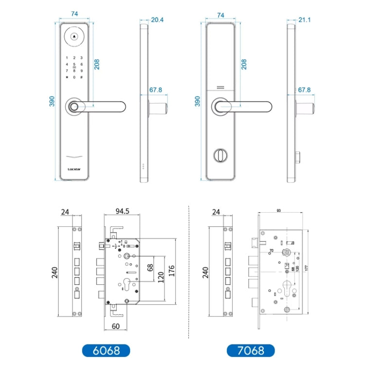 A60 Smart Fingerprint Password Door Lock With Doorbell, Spec: Tuya APP Version Gray