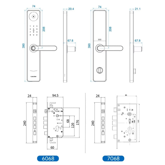 A60 Smart Fingerprint Password Door Lock With Doorbell, Spec: Basic Version Gray