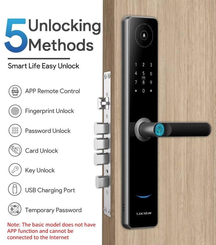 A60 Smart Fingerprint Password Door Lock With Doorbell, Spec: Tuya APP Version Gold