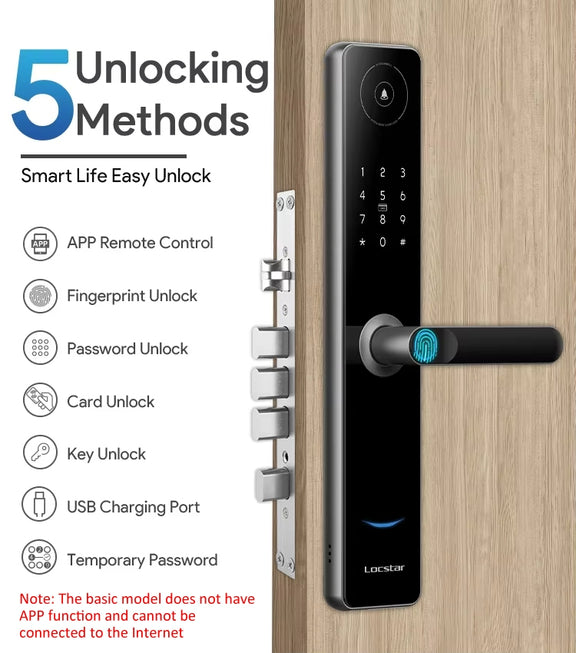 A60 Smart Fingerprint Password Door Lock With Doorbell, Spec: Tuya APP Version Gold