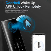 A60 Smart Fingerprint Password Door Lock With Doorbell, Spec: Tuya APP Version Gray