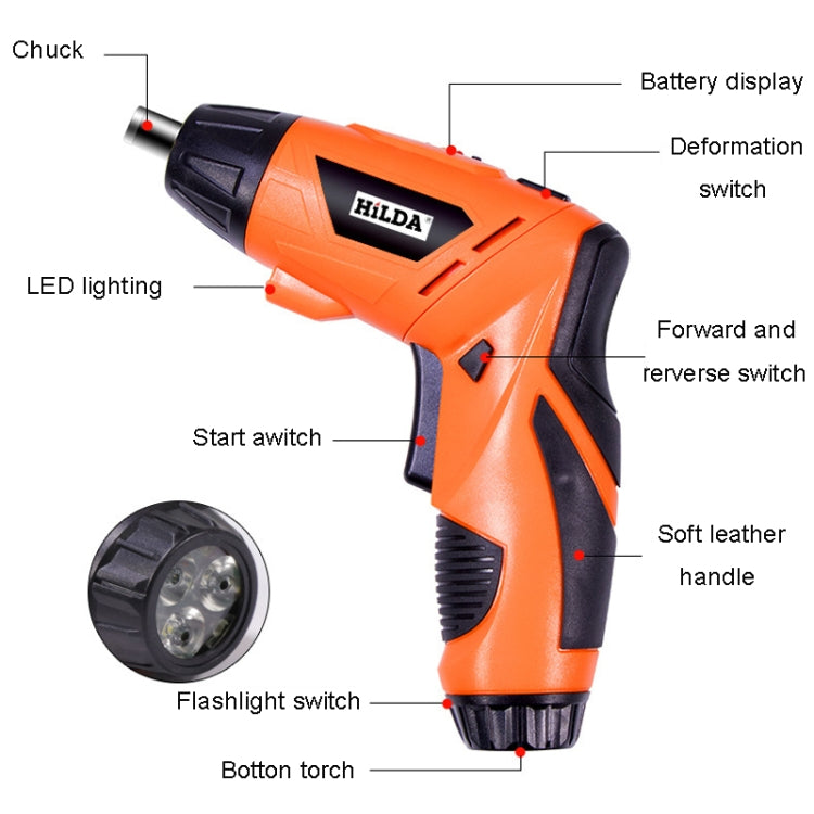 HILDA Multi-Function Li-Ion Screwdriver Mini Screwdriver Set(Orange)