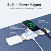 10-in-1 Magnetic Wireless Folding Charger With Data Cable Adapter Storage box(White)