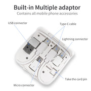 10-in-1 Magnetic Wireless Folding Charger With Data Cable Adapter Storage box(White)