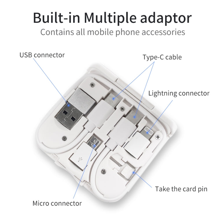 10-in-1 Magnetic Wireless Folding Charger With Data Cable Adapter Storage box(White)