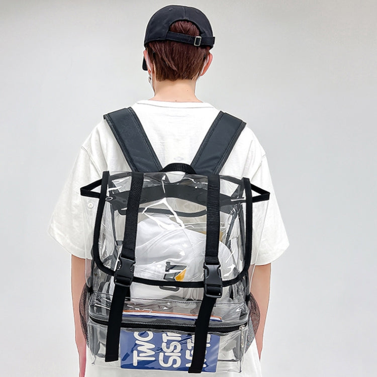 Transparent PVC Large Capacity Casual Outdoor Water-resistant Travel Backpack(Black)