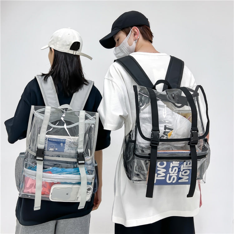 Transparent PVC Large Capacity Casual Outdoor Water-resistant Travel Backpack(Black)