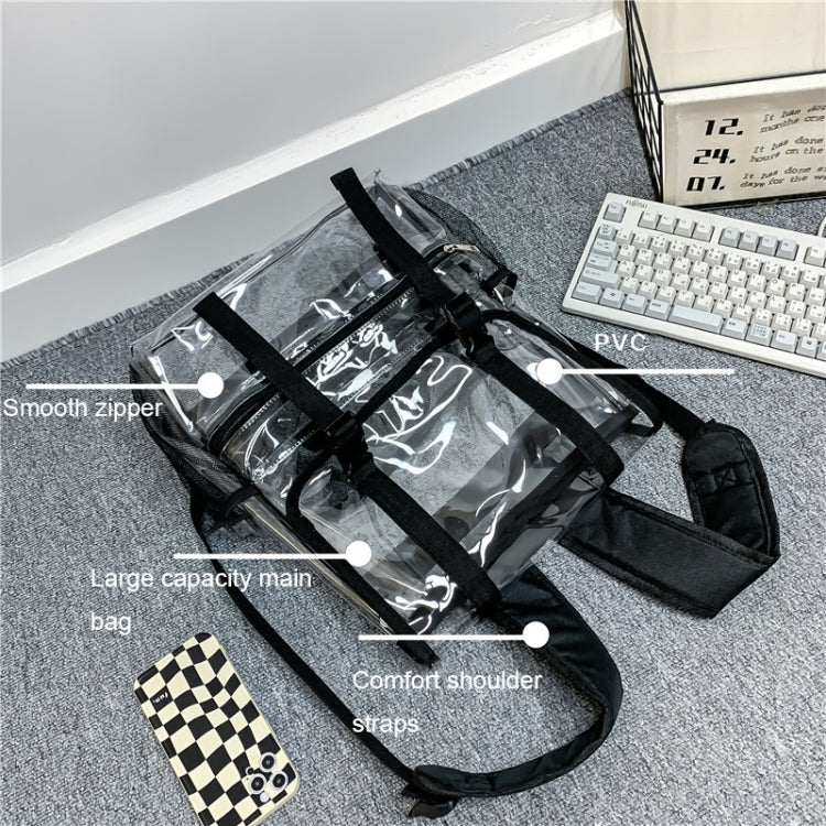 Transparent PVC Large Capacity Casual Outdoor Water-resistant Travel Backpack(Black)