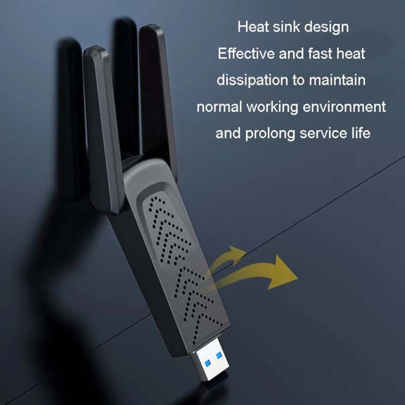 1300Mbps Wireless Network Card Gigabit Dual Band 5G Driverless Computer USB Network Card, Scope: 600m