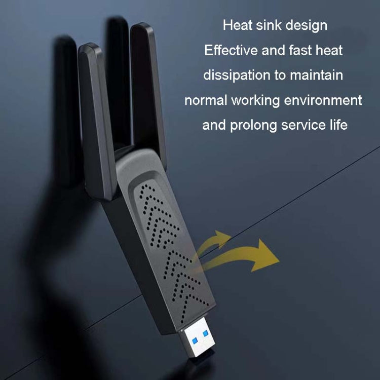 1300Mbps Wireless Network Card Gigabit Dual Band 5G Driverless Computer USB Network Card, Scope: 600m