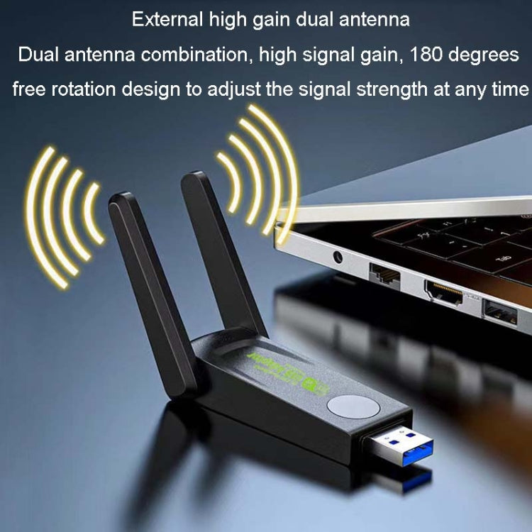 1300Mbps Wireless Network Card Gigabit Dual Band 5G Driverless Computer USB Network Card, Scope: 600m