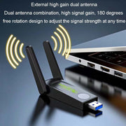 1300Mbps Wireless Network Card Gigabit Dual Band 5G Driverless Computer USB Network Card, Scope: 600m