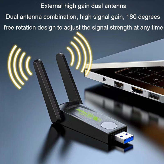 1300Mbps Wireless Network Card Gigabit Dual Band 5G Driverless Computer USB Network Card, Scope: 600m