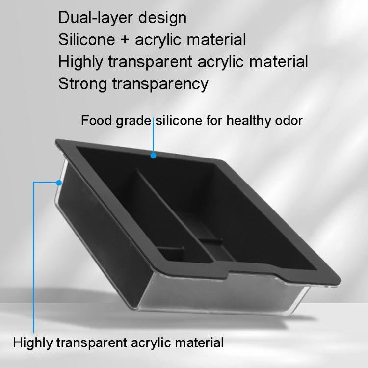For Tesla Model 3 / Y Silicone Double Layer Storage Small Ice Box, Style: Center Front With Divider (Black)