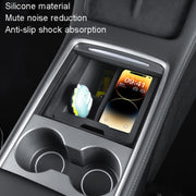 For Tesla Model 3 / Y Silicone Double Layer Storage Small Ice Box, Style: Center Front With Divider (Black)