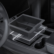 For Tesla Model 3 / Y Silicone Double Layer Storage Small Ice Box, Style: Center Front With Divider (Black)